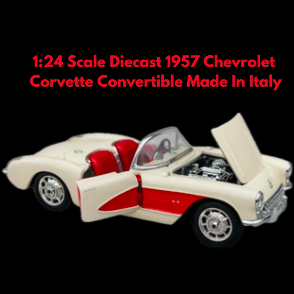 1:24 Scale Diecast 1957 Chevrolet Convertible Corvette Made In Italy
